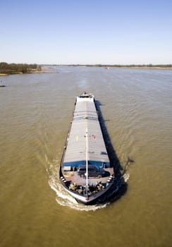 Inland navigation on the river Waal in the Netherlands