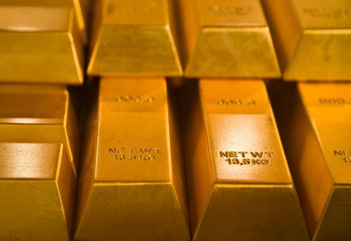 Stack of gold bullions in Indonesian Bank
