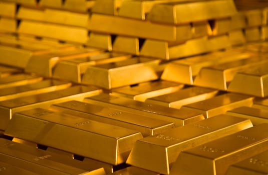 Stack of gold bullions in Indonesian Bank