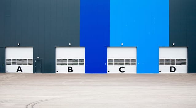 Loading bay with numbers for loading and unloading trucks