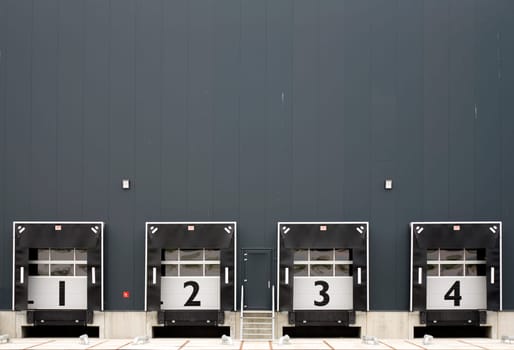 Loading bay with numbers for loading and unloading trucks