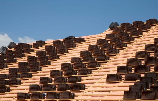 Roof tiles on a construction site