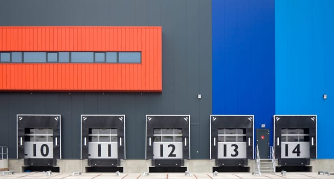 Loading bay with numbers for loading and unloading trucks