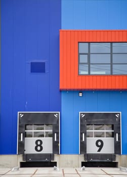 Loading bay with numbers for loading and unloading trucks