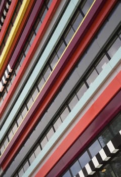 The colorful façade of a building of the Hogeschool of Utrecht