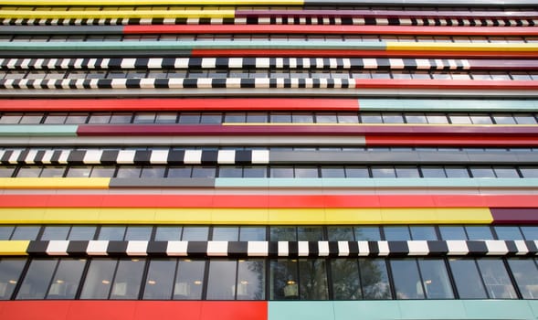 The colorful façade of a building of the Hogeschool of Utrecht