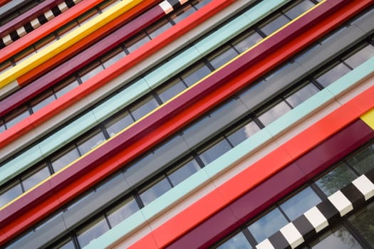 The colorful façade of a building of the Hogeschool of Utrecht