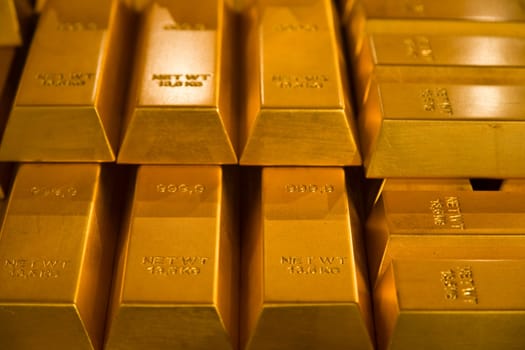 Stack of gold bullions in Indonesian Bank