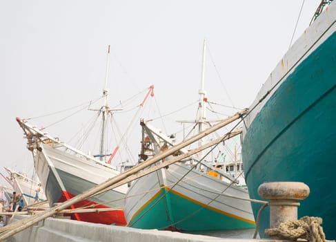 Makassar schooners (pinisi) in Sunda Kelapa, the old port of Jakarta, Indonesia