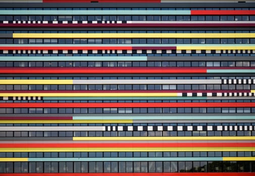 The colorful façade of a building of the Hogeschool of Utrecht