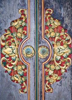 Traditional Balinese wood carved door