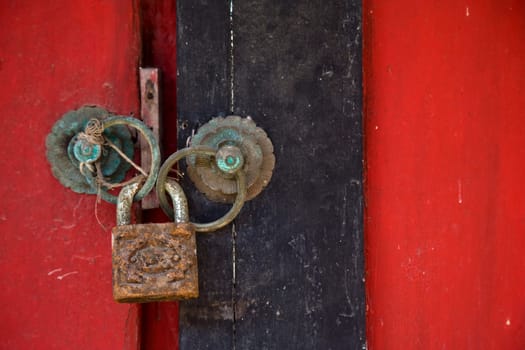 Detail of a locked door