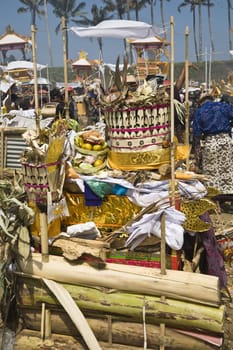 Balinese cremation tower during a ceremony