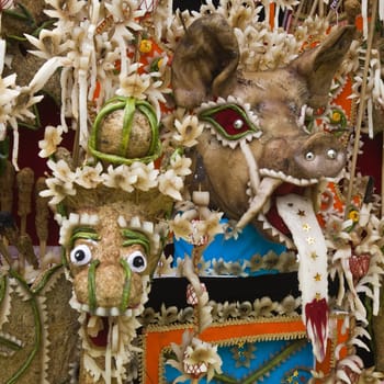Preparing offerings for a temple ceremony in Bali