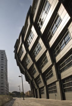 The wavy facade surface of a modern building in Almere, Holland