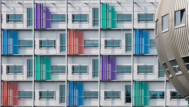 Multi colored façade of a modern building
