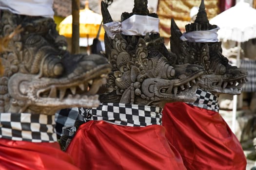 Traditional stone carving in a temple in Bali
