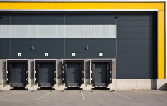 Loading bay with numbers for loading and unloading trucks