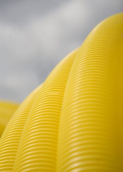 Yellow tubes on a construction site