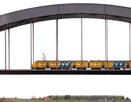 Train passing a Rhine bridge