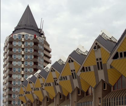 Pencil building with cube houses, Rotterdam, Holland