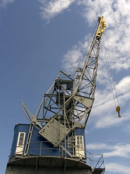 Historic crane in the harbor of Rotterdam, the Netherlands