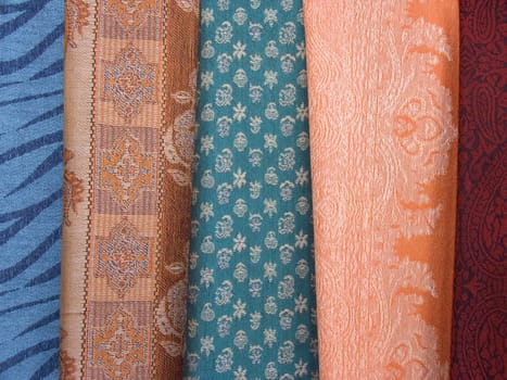 Colored scarfs at a bazaar, Istanbul, Turkey