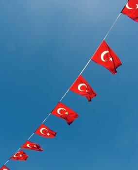 Turkish flags waving in the wind