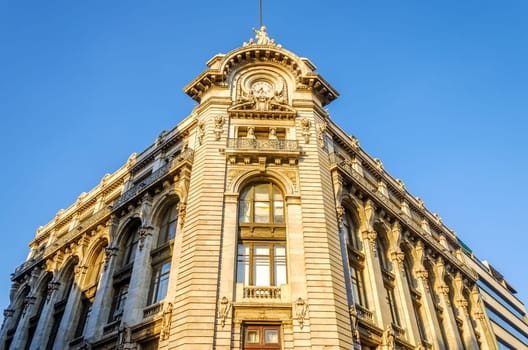 Facade of a historic building in the old part of Mexico City