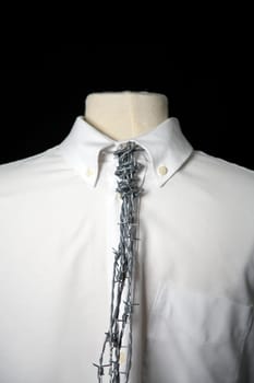 White shirt with barbed wire tie