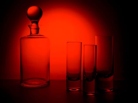 Still life of decanter and glasses