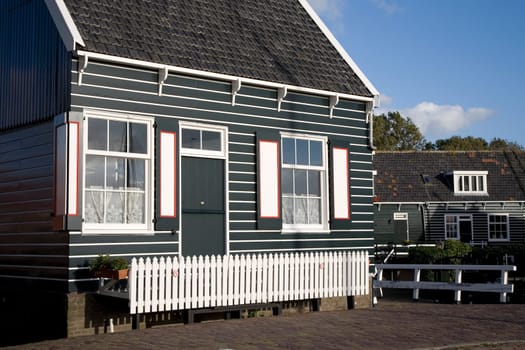 Wooden house on the island Marken in the Netherlands
