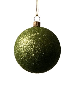 Green Christmas ball on a white background