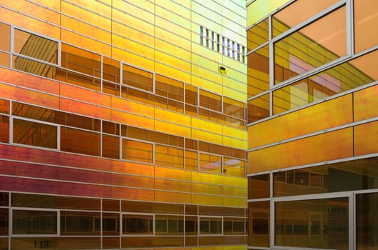 Glass wall of the office building La Defense, Almere, Holland