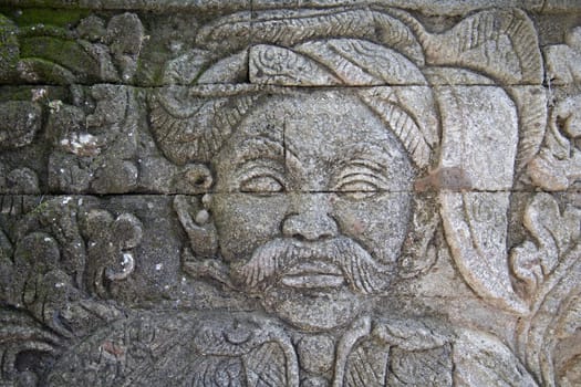 Stone relief carving at Pura Maduwa Karang
