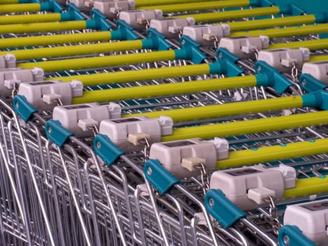 Shopping carts in a row