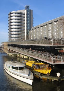 A three level bicycle parking in Amsterdam, Holland