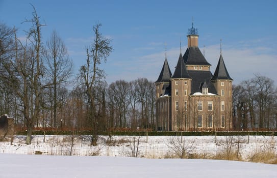 Dutch castle in a winter landscape