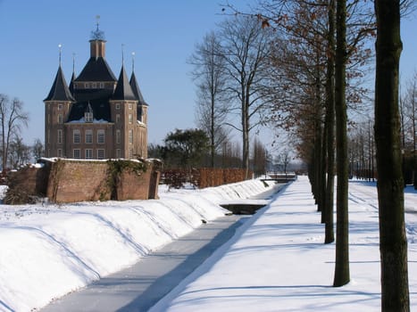 Dutch castle in a winter landscape