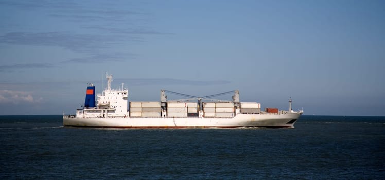Cargo ship entering the Port of Rotterdam