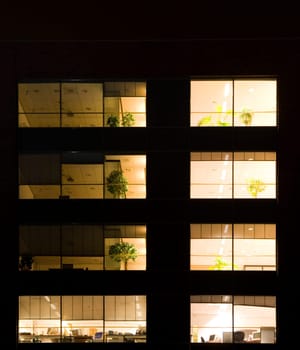 Corporate office building in the night