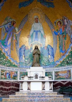 External chapel of the Rosary Basilica in Lourdes, France