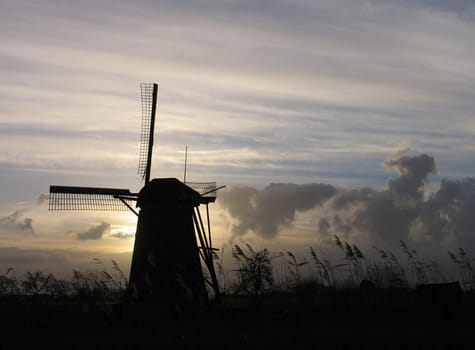 Dutch windmill at Kinderdijk, Holland