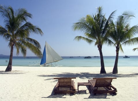 Chairs on Boracay beach, Philippines
