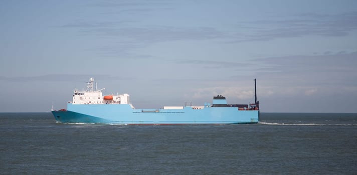 Cargo ship entering the Port of Rotterdam