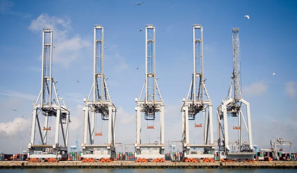 Harbor cranes at the Port of Rotterdam