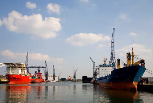 View on the Port of Rotterdam, Holland