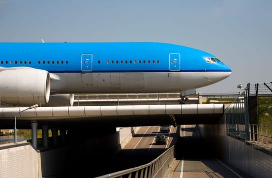 Taxiing of an airplane at Schiphol Airport, Amsterdam,Holland