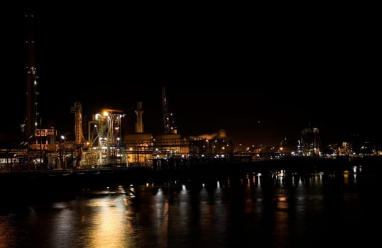 Nightshot of a refinery in Pernis, near Rotterdam, Holland