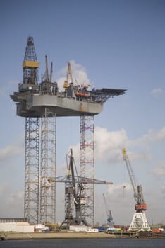 An oil rig under construction